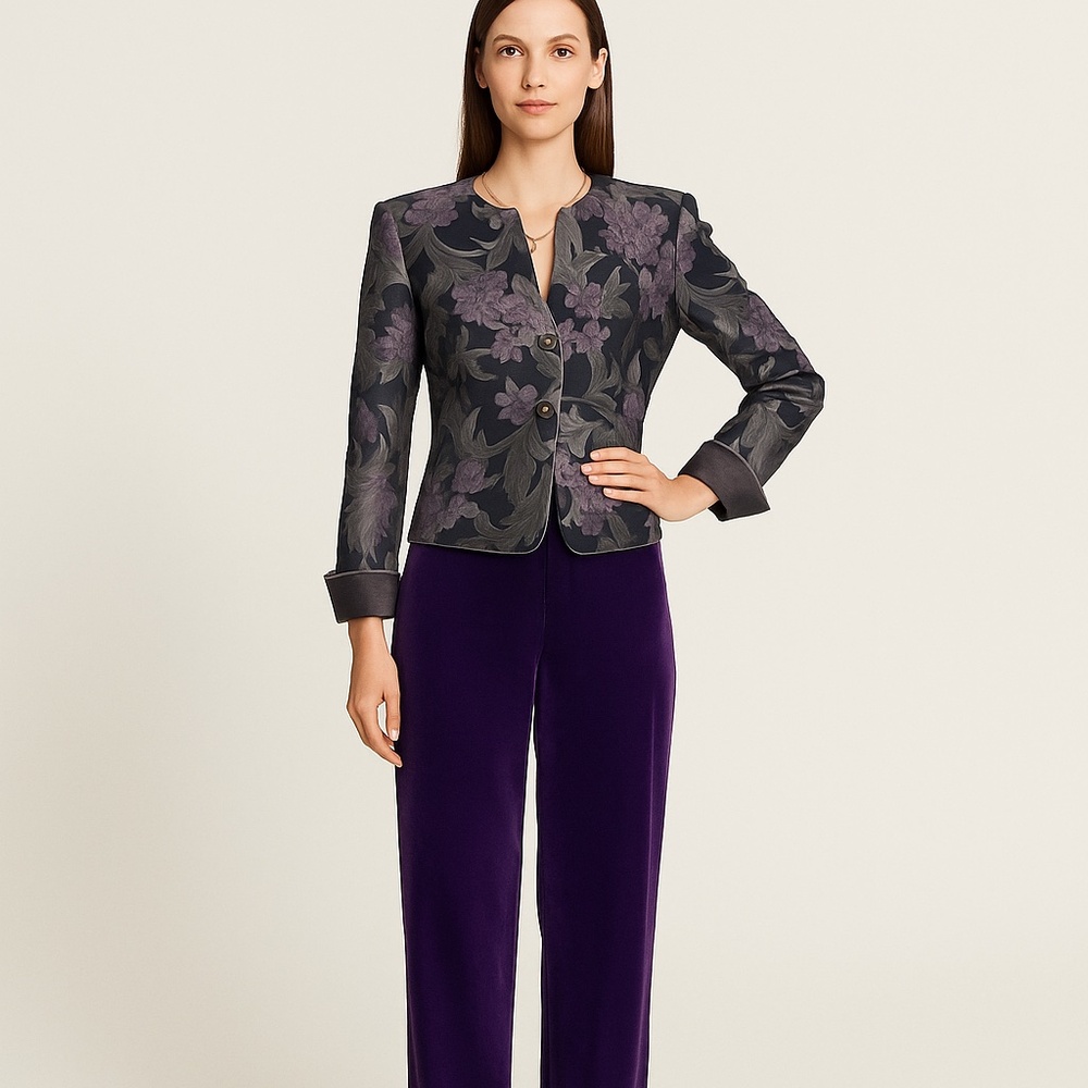 🆕🏷️ Armani Vintage Floral Silk Bend Two-Piece Ensemble Made in Italy Tags@1695 - Picture 2 of 10